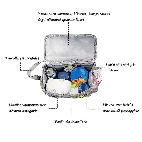 Stroller Organizer Diaper Bag Universal Waterproof Buggy Organizer Diaper Bag Stroller Large Storage Bag Mom Bag with Shoulder Strap
