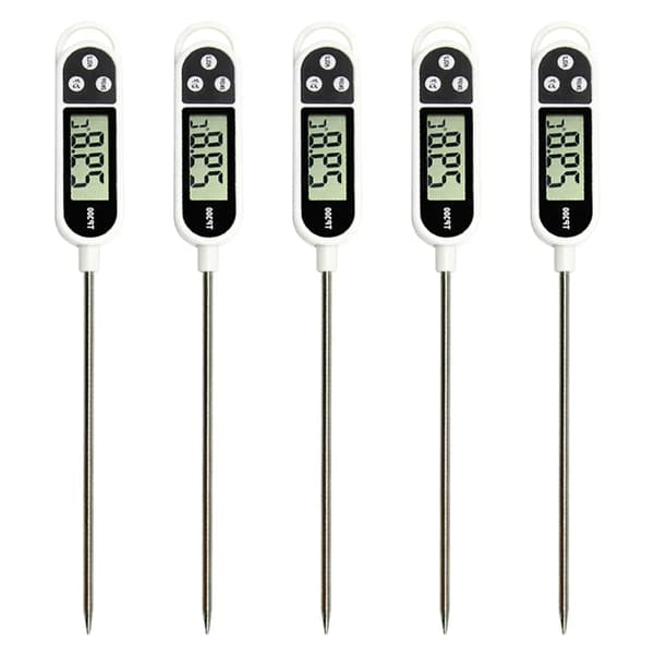 Sett med 5 digitale termometre, steketermometer, kjøtttermometer, LCD grill BBQ kjøtt, grilltermometer