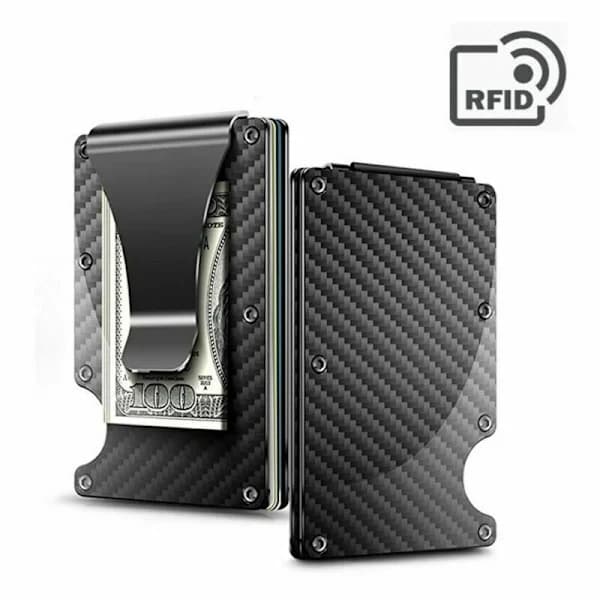 RFID Blocking Carbon Fiber Wallet with Money Clip for Men
