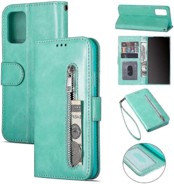 Samsung A51 Case, Magnetic Folio Flip Wallet Leather Stand Function Zipper Protective Case With Wrist Strap, Wallet Case For Samsung Galaxy A51 - (