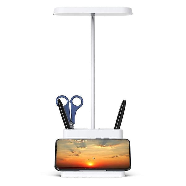 Desk Lamp with Pen Holder for Computer/Desk, Rechargeable, Eye-Caring, Flexible Gooseneck - Bedside