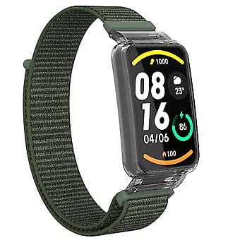 PC-deksel + Nylon Loop-rem for Xiaomi Mi Band 7 Pro (Army Green)