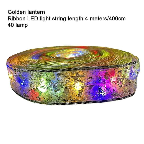 Christmas Tree Ribbon String Lights, LED String Lights Party Decoration Window Curtain 40 Lights LED Lights