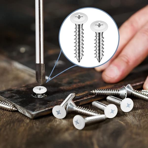 White Screws White Wood Sheet Screws Thread Head Self-Tapping White Pan Cabinet Screws