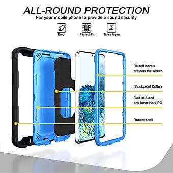 For Samsung Galaxy S20 FE / FE 5G PC + Rubber Case (Black Blue)