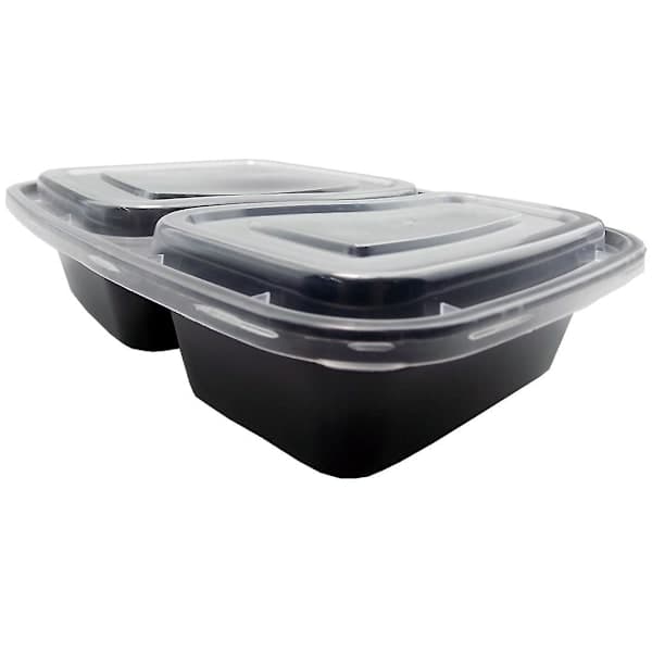 Kabalo 10-pack Premium 2-Compartment Stackable Microwave Safe Reusable Meal Prep Food Containers