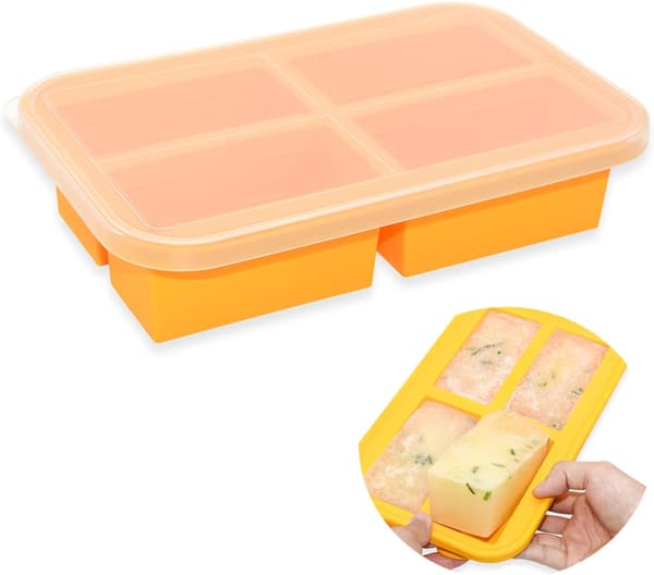 Isbitsform med lock, silikonfrysform, frysform för barnmat, Souper Cubes för soppsåsmatlagning