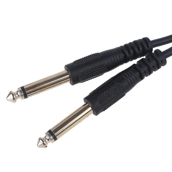 Dobbel 6,35 mm hann 1/4\" monojack til stereo 1/8\" 3,5 mm jack kabel