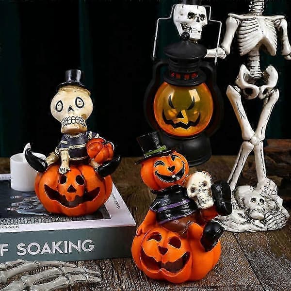 Hule harpiksgresskar med LED-lys Halloweenfest Hagedekorasjon-A- A A