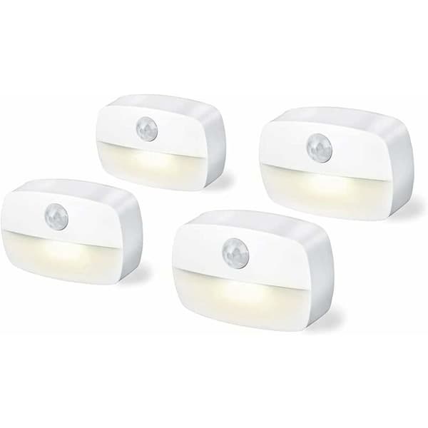 4-pack 3A batteridrivna rörelsesensor inomhuslampor för garderob trapphall kök sovrum, T-Audace