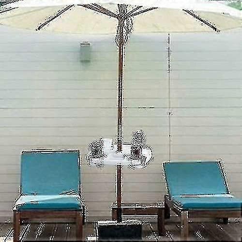 17 \" Large Outdoor Beach Umbrella Table Tray With 4 Cup Holders, 4 Snack Compartments