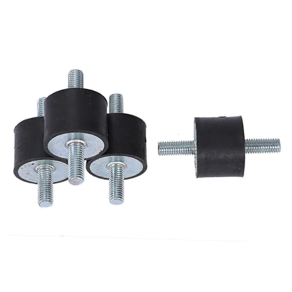 4 st M10 gummivibrationsdämpare med dubbla utvändiga gängor, svart silver musta hopea
