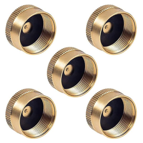 5 Pcs Solid Brass Refill Caps 1 LB Propane Cap Tank Cylinder Seal Cap Protective Cover for Outdoor Use