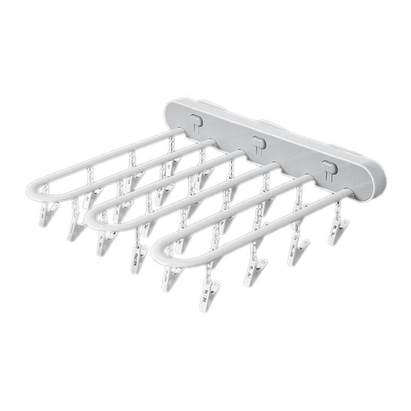 Foldable Plastic Multi-Clip Hanger, White + Grey