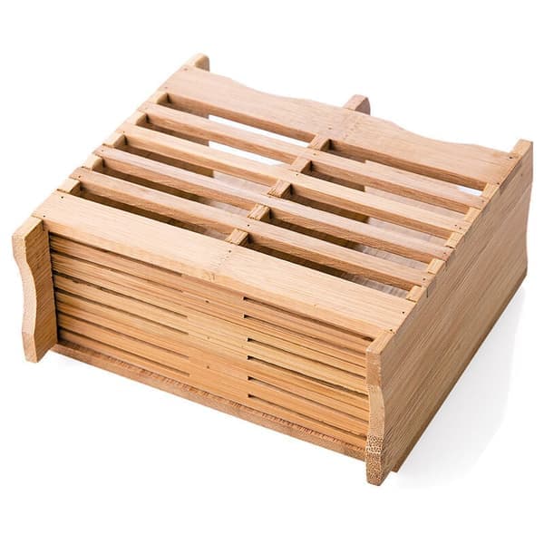 iDesign Besticklåda för köksbänk, skåp eller matbord, liten bambu Dashier med lock