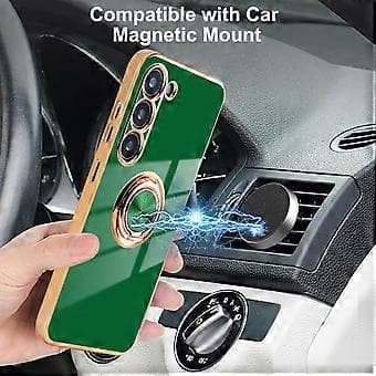 for Samsung Galaxy S23 5G Case, S23 Protective Case with 360 Rotating Ring, Shockproof Phone Case, GreenNo screen protector included