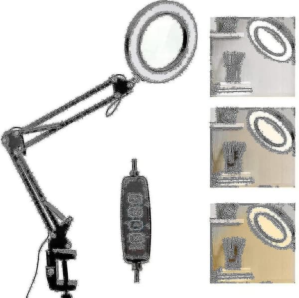 10x Magnifying Glass with Light and 3 Color Modes 10 Brightness Adjustable Magnifying Lamp for Desk