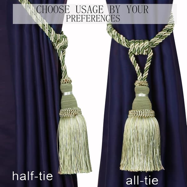 Decorative Curtain Tiebacks Handmade Elegant Knot Tassel Hanging Rope Curtains (Beige, 2pcs)