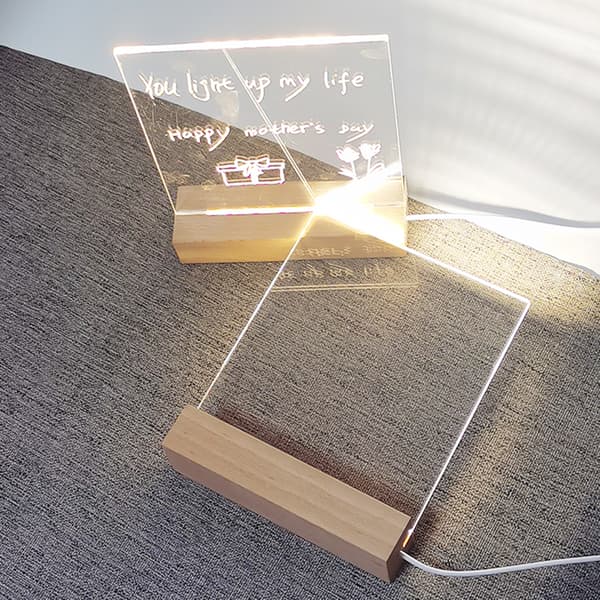 Bordlampe med LED-pære og base til DIY-graffiti, akrylplade med natlys 0.4 0.4