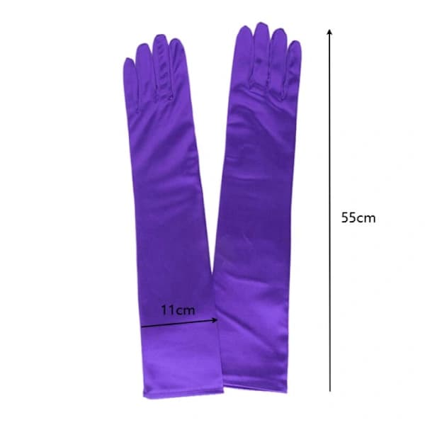 Albuelange satinhansker, elastiske lange hansker 55 cm operahansker dansehandsker for kvinner (lilla), A