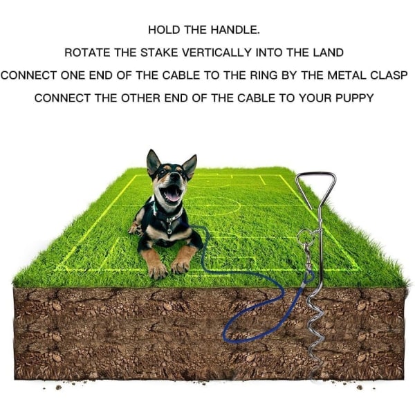 Hunddragande koppel, Spiral Ground Stake - För Uteplats och