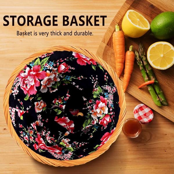 Round Rattan Woven Fruit Basket, Storage Baskets, Dried Fruit, Candy, Snacks, Dessert, Food Storage Container