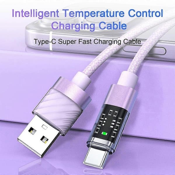 100W Super Fast Charging Cable High Strength Nylon Braided Intelligent Temperature Control Full Copper Charging Cable Compatible iPhone/Compatible