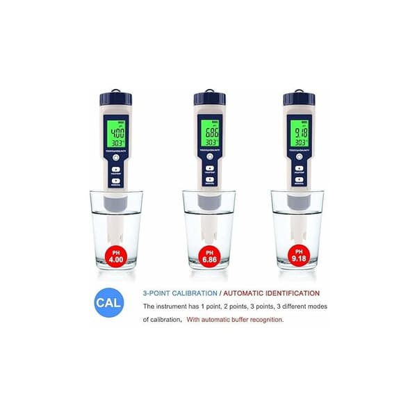 PH-måler 5 i 1 PH/TDS/EC/ORP/Temperatur Vandkvalitetsmonitor Tester til swimmingpool Hydroponics Drikkevand Akvarier