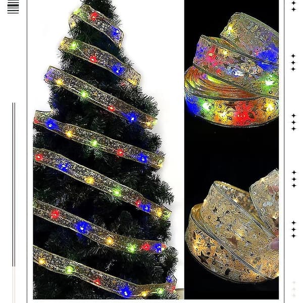 Christmas Tree Ribbon String Lights, LED String Lights Party Decoration Window Curtain 40 Lights LED Lights