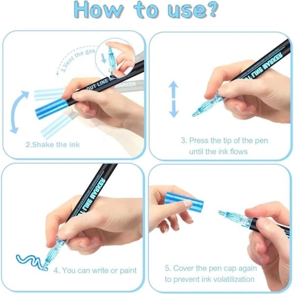 24 Dual Tip Glitter Pens for Drawing, Scrapbooking, and Card Making