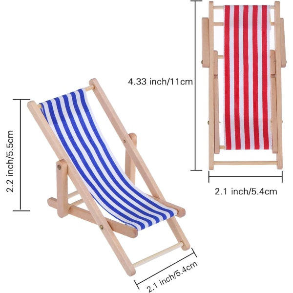 2 st 1:12 Miniatyr hopfällbar strandstol solstol