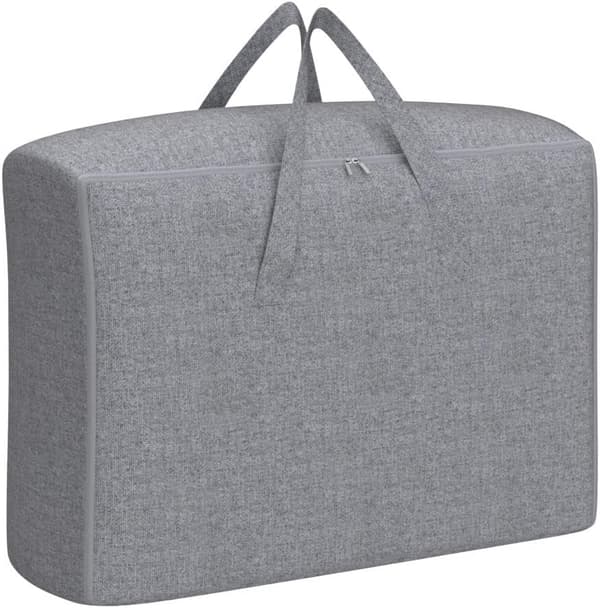 Stor oppbevaringspose, sammenleggbare dyner, oppbevaringspose, for flytting og puter, grå, 2-pakning, 60 cm x 40 x 24 cm, 58 L