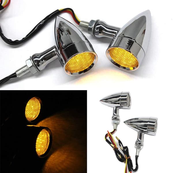 1 par sorte retro motorcykelgitter blinklys LED bremselys blinklys til