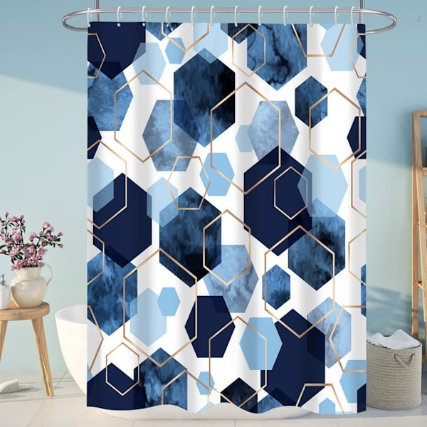Geometric Art Duschdraperi, Vattentätt, Abstrakt Tyg Duschdraperi Set för Heminredning 120cm*180cm