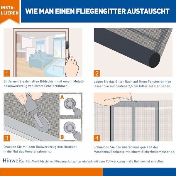 Myggnettingrull 120 X 200 cm, Myggnettingstoff per meter (qb)