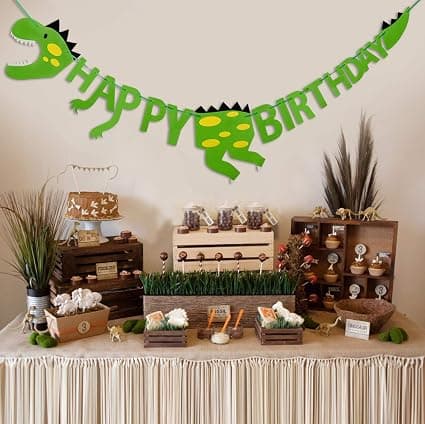 Gratulerer med dagen banner dinosaur vimpler barnefestdekorasjon dino