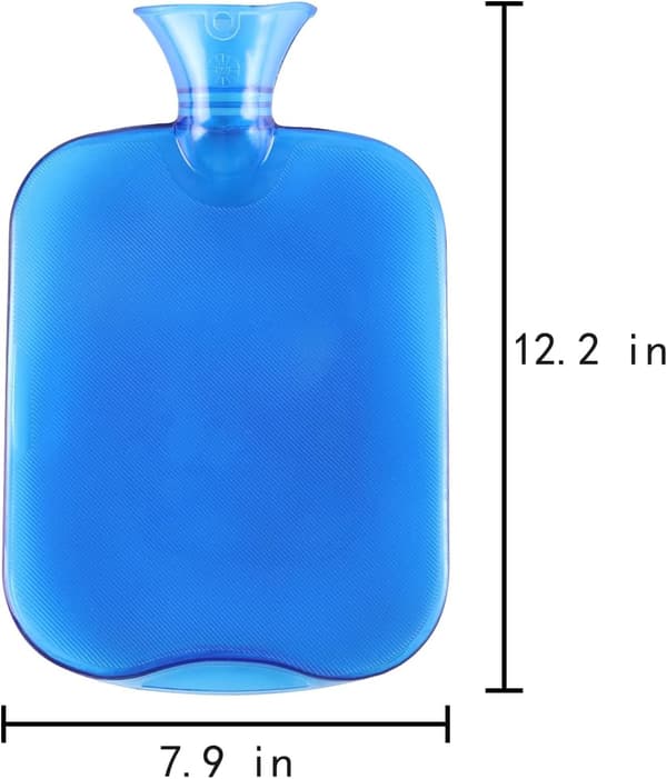 High-quality rubber bottle with lid, transparent hot water bottle 2L with knitted sleeve. (RED)