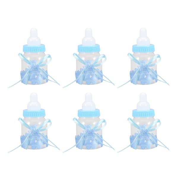 24 st påfyllningsbara flaskor Söt godislåda present till babyshowerfestdekorationer (blå)