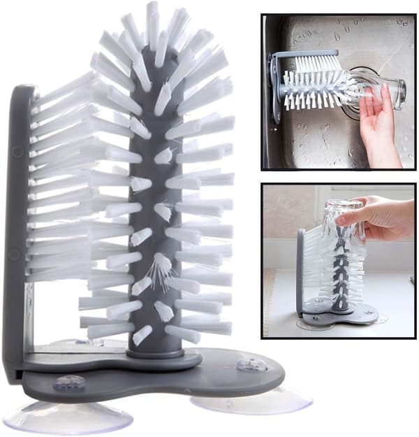 2-pack - Cleaning Brush Compatible with Water Bottles, Glass Mug Washer with Suction Function B[LD]
