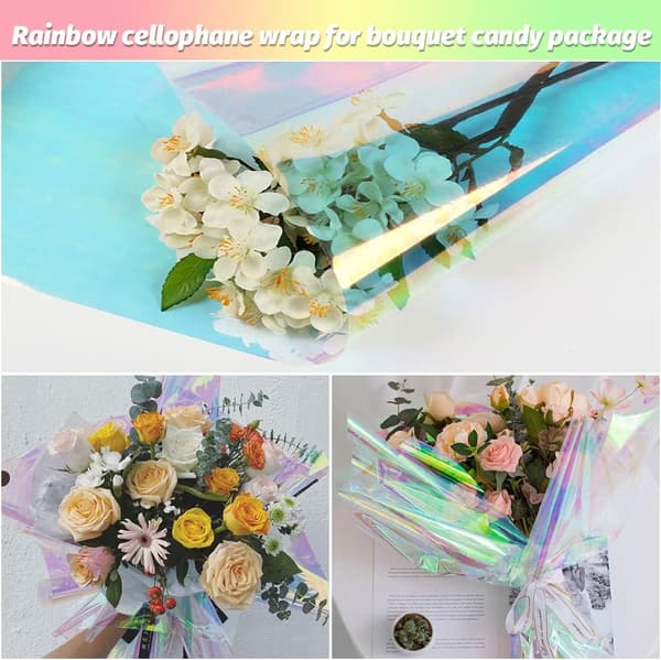 10 Sheets Clear Iridescent Cellophane Sheets Cellophane Gift Wrap Iridescent Gift Wrapping Transparent