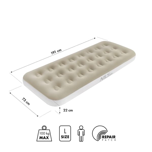 Campingmadrass 191x73x22 cm, Beige