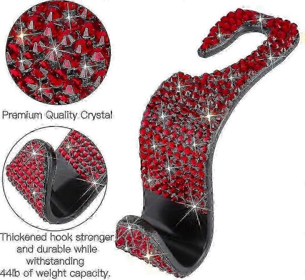 Car Headrest Hooks, Handmade Bling Headrest Hooks Organizer, Universal Car Hooks, Car Seat Hooks for Vehicles, 2-Pack