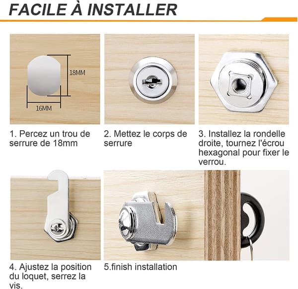 [LD]8-pack Universal Mailbox Lock, 30mm Metal Cabinet Lock, Zinc