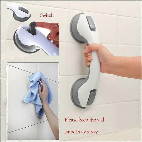 2 PCS Safety Handle for Bathtub/Handle/Suction Cup for Shower for Bathroom + WC (Grey)