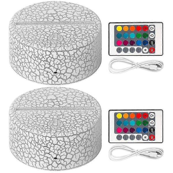 2-pack 3D Night LED Lamp Base + Remote Control + USB Cable, 16 Color Light Show Display Stand