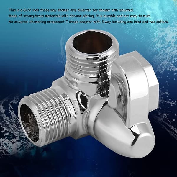 Bruseafleder, Universal Krom Messing 3-vejs Aflederadapter G1/2 \" T-formet Ventiladapter til Brusearmmontering