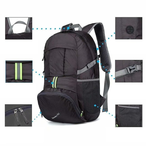 Ultralight Foldable Backpack, 20L, Compatible with Camping and Hiking