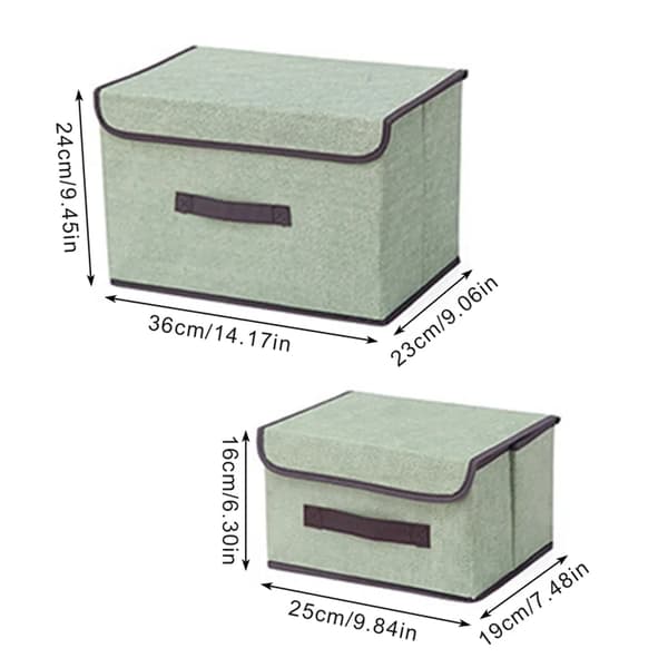 2X Storage Boxes with Lids, Foldable Washable Non-Woven Fabric Clothes Storage Box, Wardrobe Organizer, Storage Box (Beige)