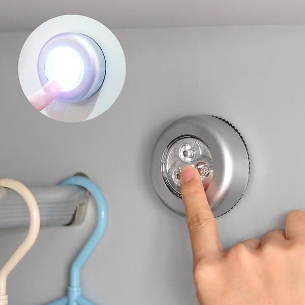 Battery-powered Wireless Night Light Stick Tap Touch Lamp Stick-on Push Light for Wardrobes, Cabinets, Counters or Laundry Rooms, Cordless Touch Light (