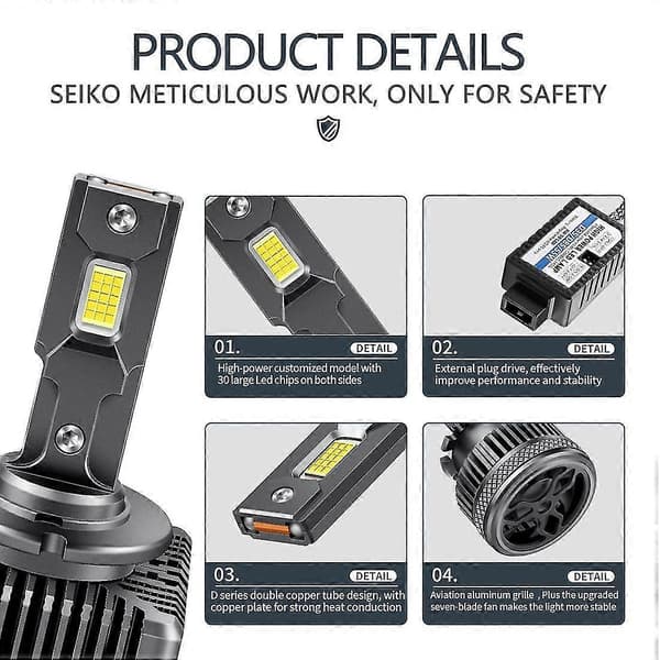 D3S/D3R Bilfrontlykt 110W 40000lm 6000K Hvit LED-oppgraderingssett for bil